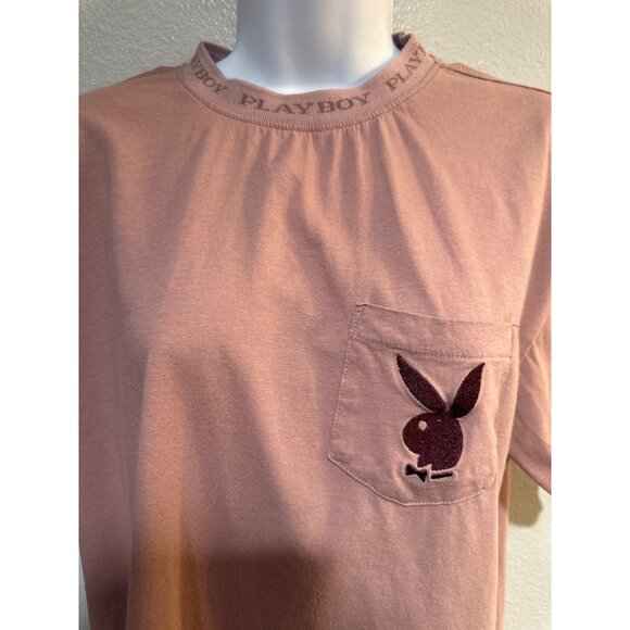 Playboy Bunny M Mauve Crewneck Short Sleeves T-Shirt - Picture 3 of 13